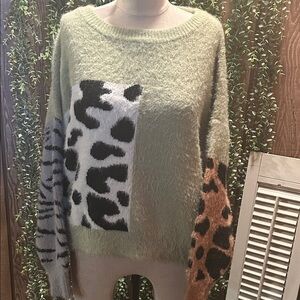 Women's Multicolor Animal Print Sweater